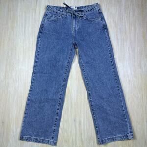 Princess Polly PP DNM Blue Medium Wash High Rise Tie Waist Casual Denim Jeans 6